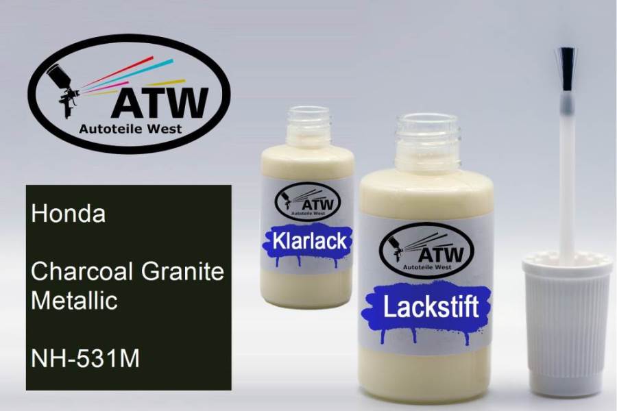 Honda, Charcoal Granite Metallic, NH-531M: 20ml Lackstift + 20ml Klarlack - Set, von ATW Autoteile West.